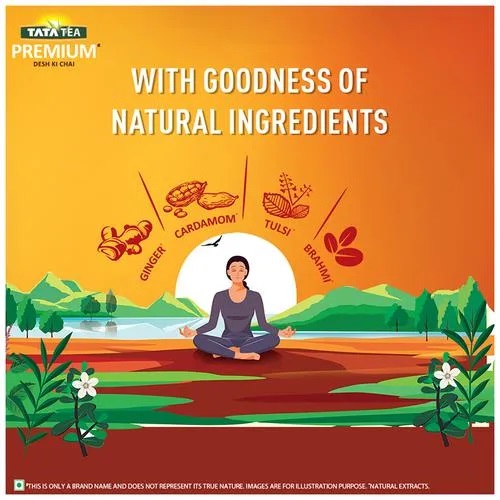 Tata Tea Premium Teaveda - Assam Tea Leaves With Elaichi Tulsi, Adrak & Brahmi., 250 g Pouch
