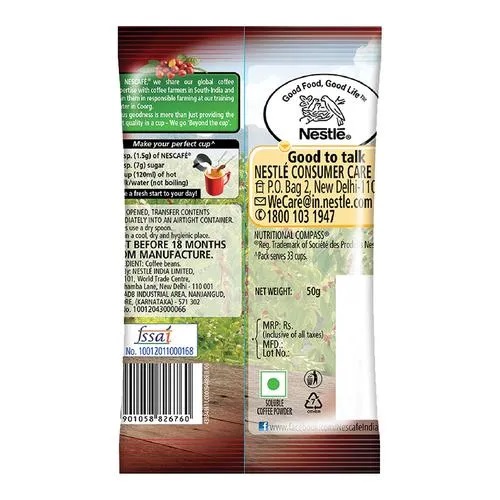 Nescafe Classic 100% Pure Instant Coffee, 50 g Pouch