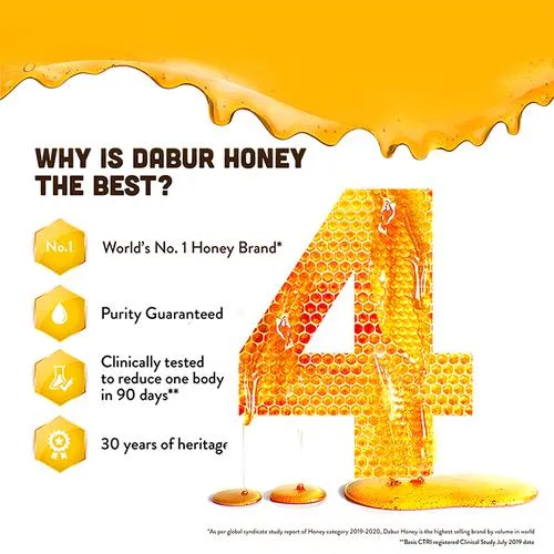 Dabur 100% Pure Honey - Worlds No. 1 Honey Brand With No Sugar Adulteration, 100 g Bottle