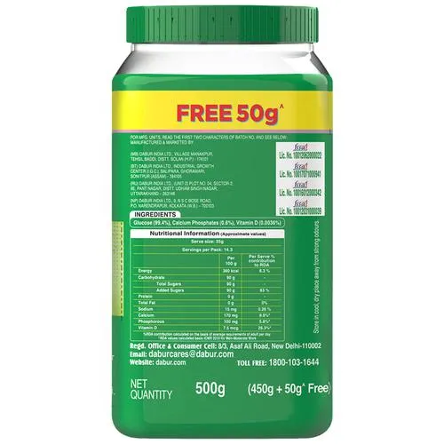 Dabur Glucose -D Energy Boost with Vitamin D, 500 g (450gm + 50gm free)
