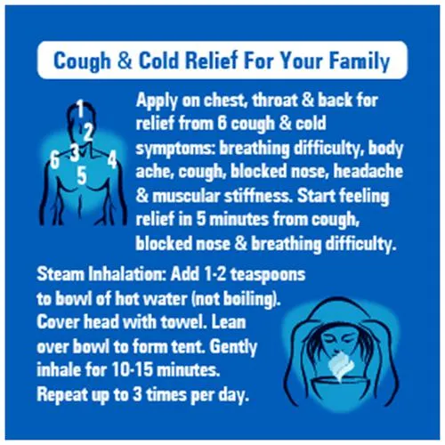 Vicks Vapo Rub With Menthol, Camphor & Eucalyptus Oil - Relieves Cold & Cough, Clears Blocked Nose, 50 ml Bottle