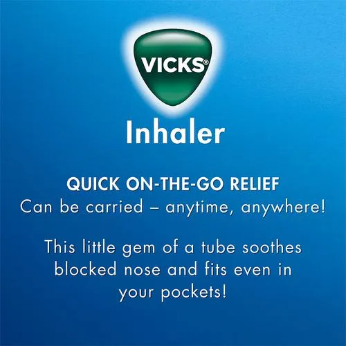 Vicks Inhaler - Provides Instant Relief From Blocked Nose, 0.5 ml Tube