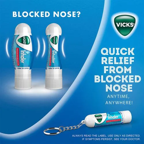 Vicks Inhaler - Provides Instant Relief From Blocked Nose, 0.5 ml Tube